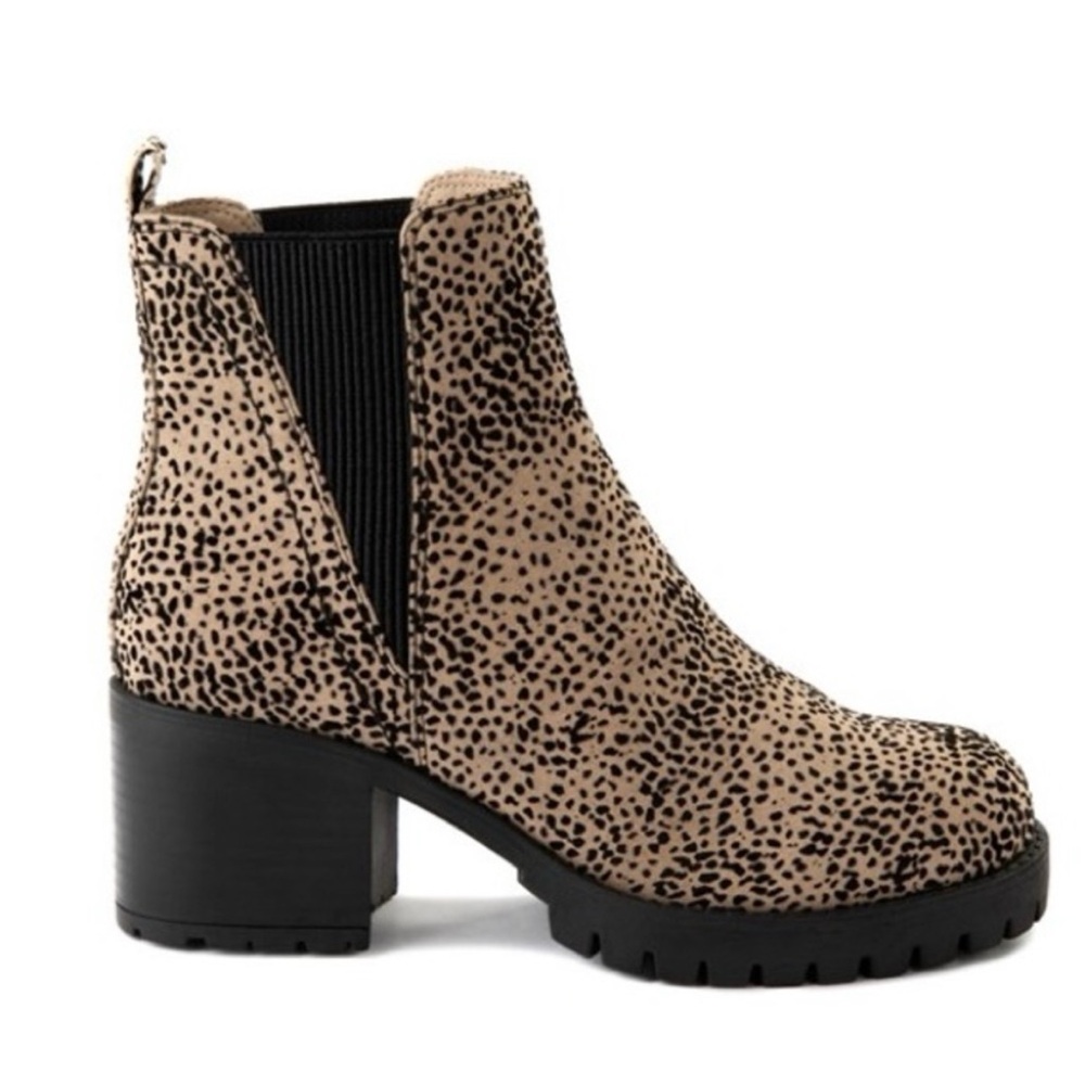 MIA Cheetah Block Heel Closed Toe Slip On Booties Boots NEW